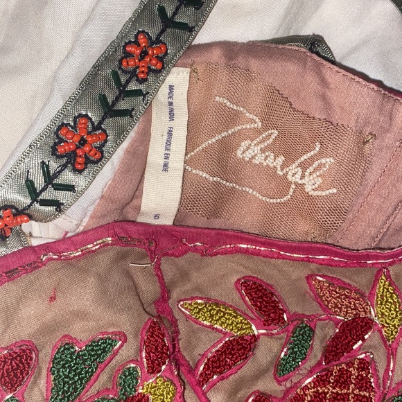 Anthro Zehavale Silk Blend Babydoll Floral Embroidered Beaded Sundress Dress - Picture 6 of 7